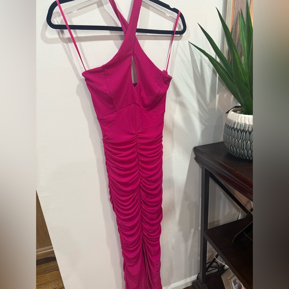 Windsor Fuchsia Backless Ruched Dress
